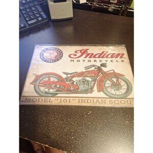 Indian Motorcycle Model 101 Indian Scout Metal Tin Sign 8" x 12" Vintage Biker D